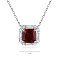 Collier personnalisé en gros de bijoux de mode en laboratoire avec rubis en argent sterling 925 collier avec pendentif en rubis rouge pour femmes