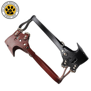 SinSky 개 머리 칼라 <span class=keywords><strong>PU</strong></span> 소가죽 개 입 커버 안티 물린 안티 짖는 입 커버 조정 가능한 개 총구 - Product Image 4