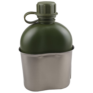 Échantillon gratuit : Gourde tactique supérieure de 1 L en aluminium avec housse camouflage vert et noir - Product Image 3
