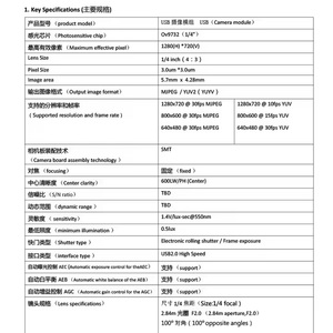 2m cáp <span class=keywords><strong>USB</strong></span> trình điều khiển miễn Phí tập trung USB2.0 Camera Module 100 độ ov9732 1MP Camera module cho WinXP/7/8/10 - Product Image 3