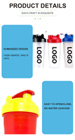 Nouvelle conception, bouteille de shaker en plastique noir sans BPA, logo personnalisé, bouteille de shaker pour boire de l'eau, bouteille de shaker de fitness