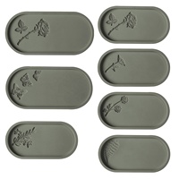 CARATTE Moule en Silicone Grande Taille pour Plateau en Ciment Gypse, Relief Rose Papillon Ovale, pour Résine Plâtre