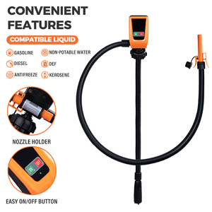 Bomba de Transferencia de Combustible Industrial de Plástico de 3.2 GPM, Operada por Batería de 12V CC, con Sensor de Parada Automática, Autocebante, Portátil, para Diésel y Gasolina - Product Image 4