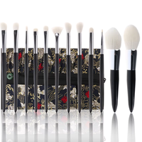 Nouvelle version pinceaux de maquillage pour le visage en poils de chèvre blancs ensemble de pinceaux de maquillage naturel végétalien 12 pièces pour fond de teint en poudre