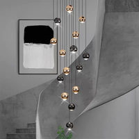 Lustre moderne pour escalier, style luxe léger, boule, loft, villa, rotatif, duplex, minimaliste