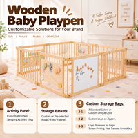 Grand parc de jeu pour bébé en bois, pliable et réglable, avec porte verrouillable pour bébés et tout-petits, à utiliser en intérieur