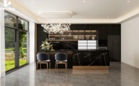 Fabrication sur mesure de comptoirs en granit, armoires de cuisine en bois massif, armoires de cuisine modernes pour hôtel avec îlot