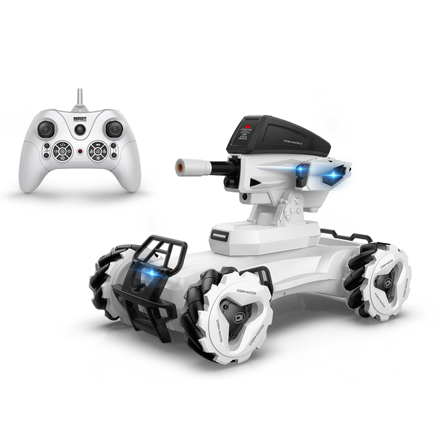 Flytec F06 White 2-in-1 FPV Infrared Fighter Armor Programming RC Robot Car with HD Camera for Multiplayer Battle Game
