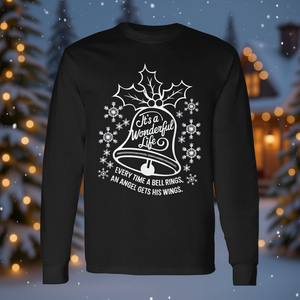 Camiseta de manga larga con diseño de campanas y copos de nieve, tema navideño, de la película It's A Wonderful Life - Product Image 3