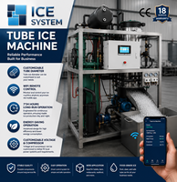 Machine à glace en tube industrielle automatique de 1000 kg/jour à refroidissement par eau pour boissons, supermarchés, marché de Malaisie