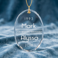 Adorno de Cristal Óptico Transparente Ovalado, Recuerdo Personalizado de Aniversario para Parejas, Decoración Navideña