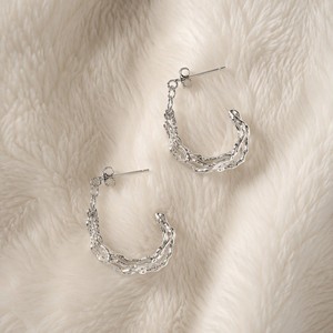 Ear enlace oem odm Wholesale Silver Plated Multi Layer <b>Chain</b> C Shape <b>Stud</b> <b>Earrings</b> Hollow Textured Metal Women <b>Earrings</b> - Product Image 2