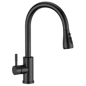 Kitchen Sink Taps Mixer mit ausziehbarem Spray High Arc Pull Down Edelstahl Küchen armatur für UK Standard Fittings Schwarz