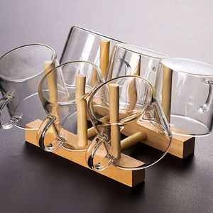 Escurridor de Platos de Bambú con Portavasos, Resistente al Calor, Estante de Almacenamiento para Cocina, Forma Cuadrada, Escurridor de Pared - Product Image 1