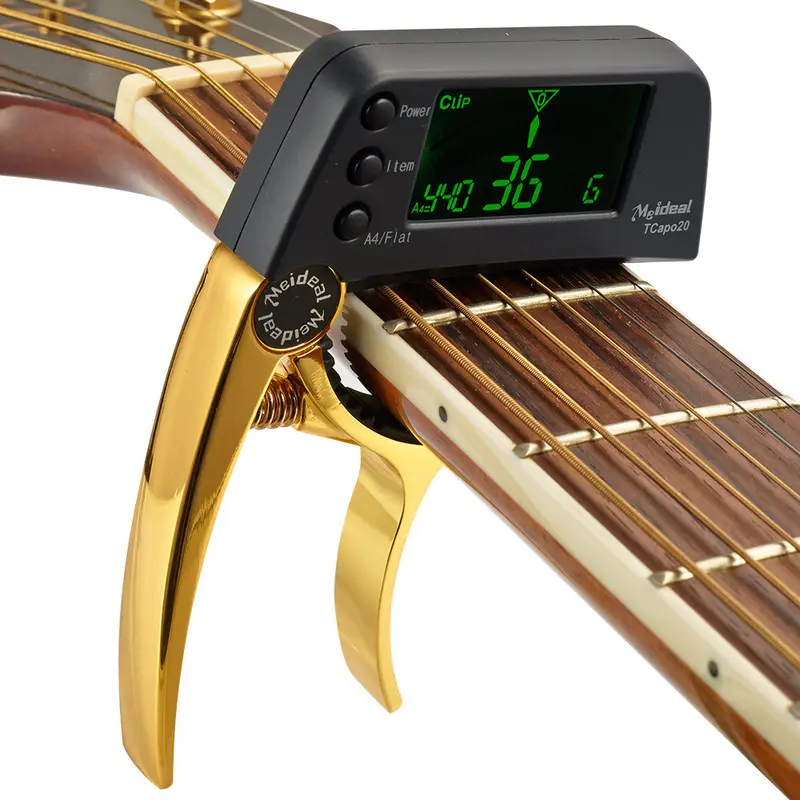 ध्वनिक गिटार बास युकुलेले स्ट्रिंग इंस्ट्रूमेंट पार्ट्स के लिए एलसीडी स्क्रीन के साथ डिजिटल गिटार कैपो और ट्यूनर 2 इन 1