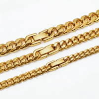 Collier chaîne cubaine unisexe en acier inoxydable à maillons épais, plaqué or, bijou tendance et à la mode, nouveau style avec fermoir
