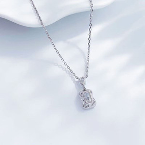 Collar con Colgante de Diamante Cultivado en Laboratorio en Oro Blanco de 18K, Joyería Fina y Delicada para Mujer, Cadena con Diamantes - Product Image 3