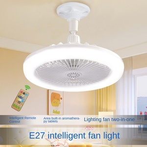 Chambre à faible bruit petite télécommande App contrôle lustre moderne intelligent Led ventilateur de plafond avec lumière E27 ventilateur ampoule décor à la maison - Product Image 5