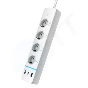 wlan power strip 16 a 4-wege-eu-standardsteckdose 20 w intelligenter schnelllade-power strip 2-wege-usb und 1-wege-type-c wlan intelligenter stromstreifen