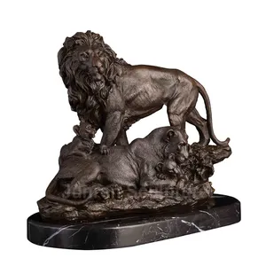 High Quality Outdoor Decoration Metal Art Animal Sculptures Antiques Brass Lion Large Bronze Lion Statues Decor