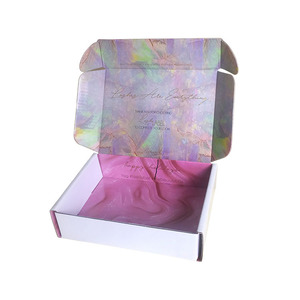 Boîte d'expédition personnalisée écologique à impression marbrée holographique avec gaufrage et messages intérieurs pour l'emballage de produits de beauté et de cadeaux de fin d'année - Product Image 4