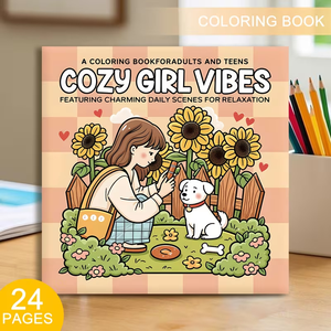 Libro de Colorear Cozy Girl Vibes para Adultos y Adolescentes, 24 Páginas con Escenas Diarias Encantadoras para Relajación, Arte en Papel Antiestrés, Regalo - Product Image 1