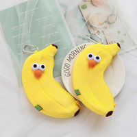 Trousse à crayons en peluche banane aux grands yeux, populaire sur les marchés japonais et coréens