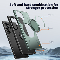 Pour S26 Ultra S25 FE S24 S23 Plus, coque de téléphone magnétique antichoc, étanche, avec recharge sans fil, anneau métallique rotatif à 360°
