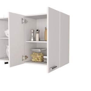 DB Superior Armoire murale Peoria Finition blanche avec quatre étagères intérieures pour le rangement de la cuisine - Product Image 3