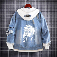 Hunter X Hunter Anime ceket hisoka gevşek rahat kapüşonlu denim kazak tam zamanlı hunter anime denim ceket