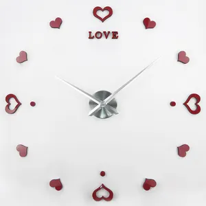 Horloge murale de luxe 3D en forme de cœur, Design moderne, décoration de mariage, cadeau de saint-valentin, bricolage DIY