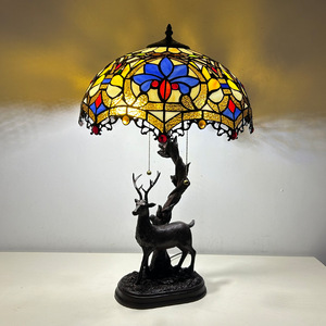 40cm endüstriyel stil Tiffany lamba yeni yaratıcı gül kuş AC cam masa lambası yatak odası oturma çalışma göz koruması için - Product Image 4