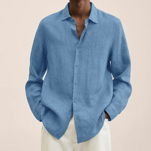 Camicia Casual da <span class=keywords><strong>Uomo</strong></span> in Cotone Lavorato a Maglia, Scollo a V, Monopetto, Tinta Unita, Vestibilità Ampia, Collezione Primavera - Ingrosso Fabbrica - Product Image 5