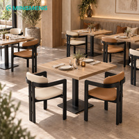 Ensemble de mobilier de restaurant : Fauteuil rembourré bicolore, table à manger en bois massif, banquette capitonnée pour café et bistrot