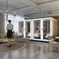 Cabine professionnelle avec bureau TV / canapé de bureau, design de studio d'enregistrement insonorisé, cabine portable pour bureau