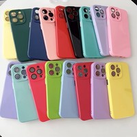 Coque de protection simple couleur macaron bon marché pour iPhone 15 Pro Max avec protection d'appareil photo intégrée
