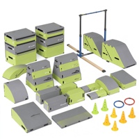 Ensemble de parcours d'obstacles Ninja Warrior pour enfants, 117 pièces, avec boîte de gymnastique, barre d'équilibre et barre de traction