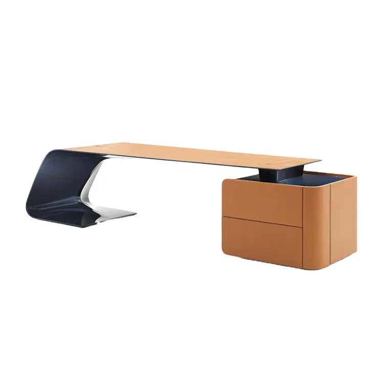 Factory Custom Luxe Oranje Bureau Met Lade Voor Studeerkamer