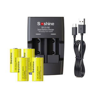 Lot de 4 Batteries <span class=keywords><strong>CR123a</strong></span>, Batteries Li-ion 3.7V <span class=keywords><strong>CR123a</strong></span> avec 2 emplacements <span class=keywords><strong>chargeur</strong></span> de batterie <span class=keywords><strong>Rechargeable</strong></span> au Lithium intelligent - Product Image 1