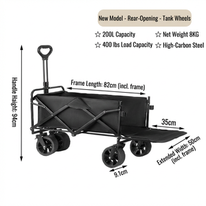 2 in 1 <b>Wagon</b> Table Camping <b>Cart</b> Foldable Outdoor Utility Trolley Portable Beach Picnic <b>Wagon</b> - Product Image 2