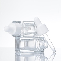 Emballage cosmétique, flacons en verre transparent carrés avec pipette, flacons plats pour sérum 20 ml, 40 ml, 110 ml, flacon compte-gouttes rectangulaire en verre pour huile essentielle