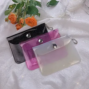 PVC Mode Dompet Polos Jelas Wanita Gantungan Kunci Kecil Mini Transparan Tahan Air Dompet Koin untuk Anak Perempuan Ransel