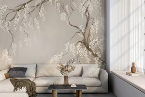 Murale murale en papier peint grand format avec motif <span class=keywords><strong>de</strong></span> cerisier blanc délicat pour la décoration du salon et <span class=keywords><strong>de</strong></span> la chambre à coucher - Product Image 3