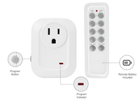 Kit interrupteur-lumière à télécommande pour prises murales intérieures, norme américaine, avec 5 prises et 2 télécommandes