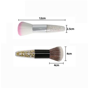 Brosse à poussière pour ongles en poils synthétiques, manche diamanté argenté, poils blancs doux, brosse de nettoyage pour manucure, salon de beauté, brosse à dépoussiérer pour nail art - Product Image 4