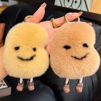 Porte-clés pendentif en peluche doux et léger en fourrure de lapin Rex, motif petite pomme de terre de dessin animé, jouet et ornement de sac
