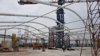 Construcción económica de acero, cobertizo de acero, techado de arco de armazón de acero prefabricado