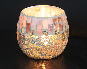 Crackle Glass Stained Glass Mosaic Design portacandele fatto a mano con candela per ornamenti natalizi - Product Image 4
