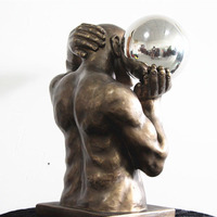 Statue d'hommes musclée taille de vie en résine Bronze, sculpture masculine, jardin, extérieur