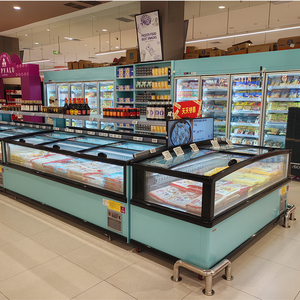 Congelatore a isola centrale in vetro nero, attrezzatura di refrigerazione per supermercati, vetrina espositiva a isola, combinazione congelatore orizzontale - Product Image 6